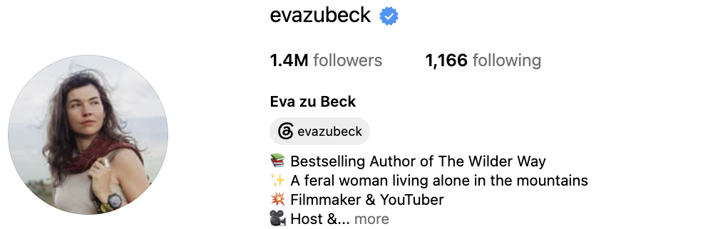  Eva zu Beck, a solo adventure-travel creator, standing beside an overland vehicle or in a remote natural landscape.