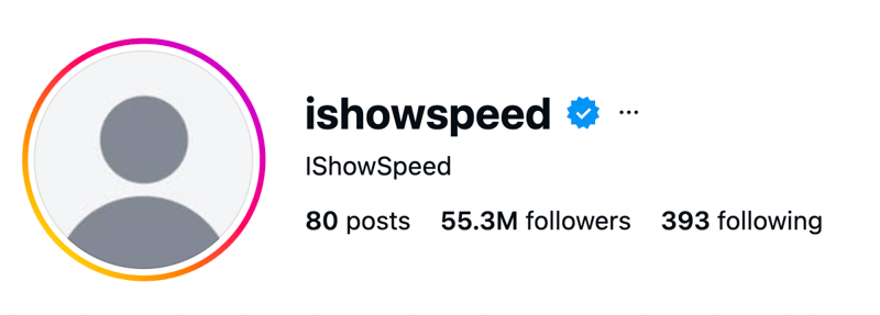 IShow speed IG profile screenshot
