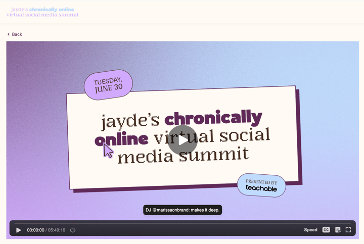 Jayde's chronically onloine virtual social media summit